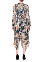 TWO PEARS-Long Sleeve Floral Elastic Waist Asymmetrical Dress With Bottom Dress
