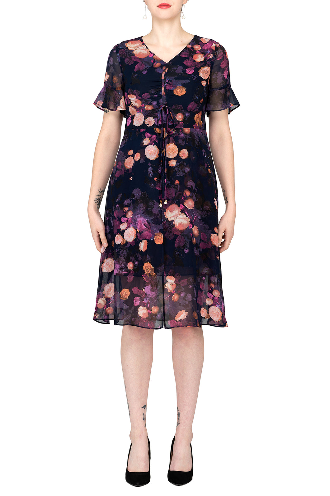 TWO PEARS-Flowy Print Midi Dress