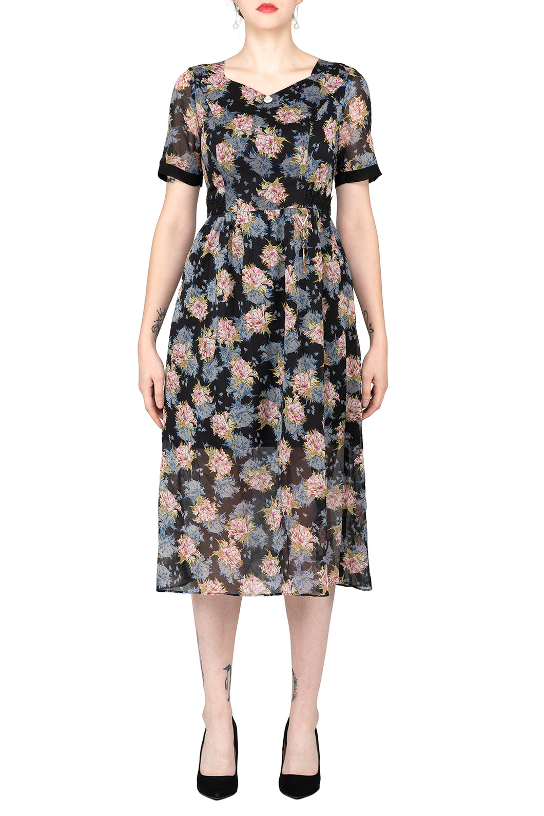 TWO PEARS-Flowy Floral Print Dress
