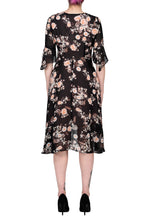 SCANDINAVIA-Ruffle Sleeve V-Neck Floral High Low Dress