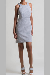 3D Floral Neoprene Banded Bodycon Mini Dress - Grey