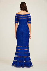 TADASHI SHOJI-KELLY PINTUCK JERSEY BANDED GOWN