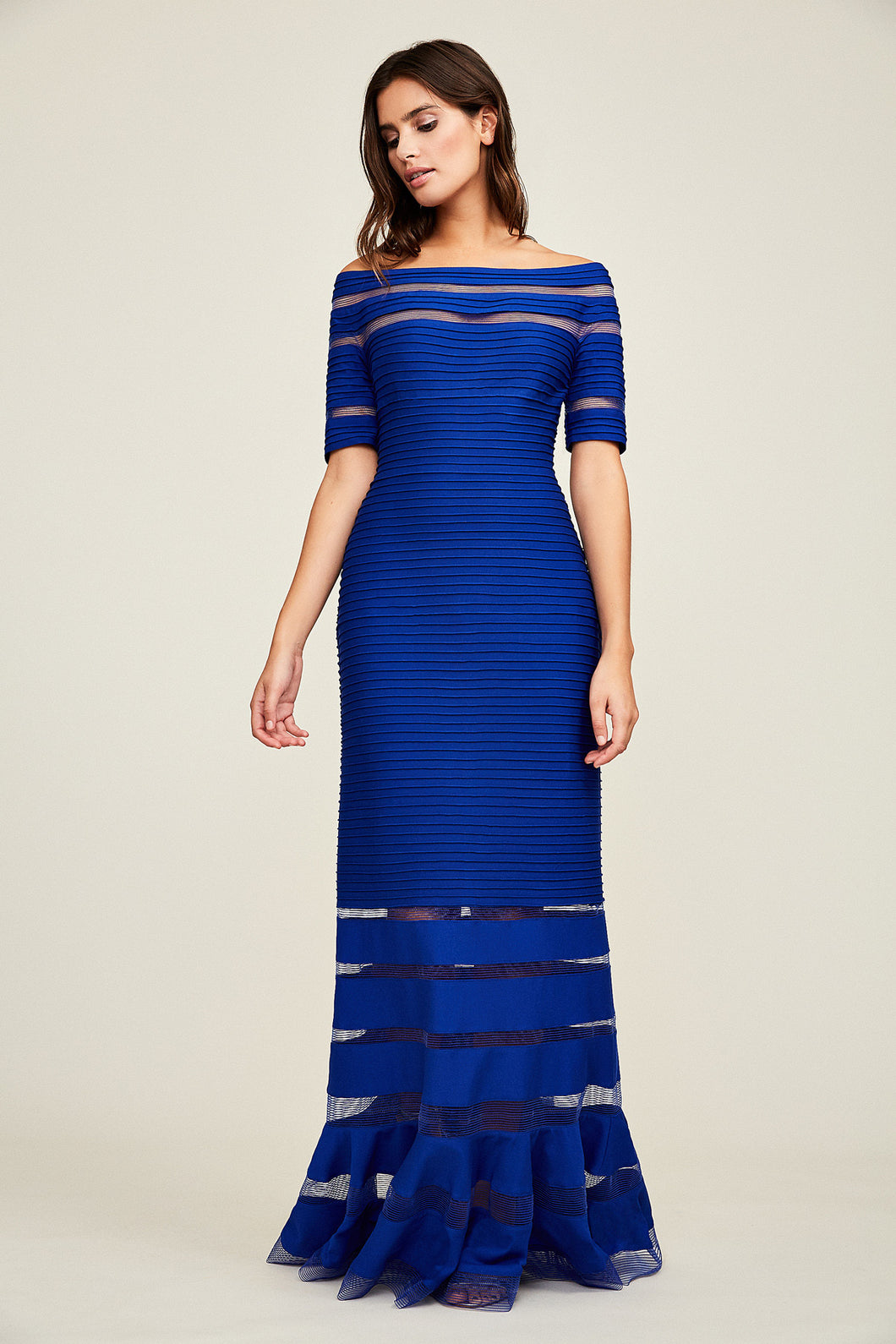 tadashi shoji jersey dress Tadashi Shoji Lace Inset Jersey Fit & Flare Dress (size XL)