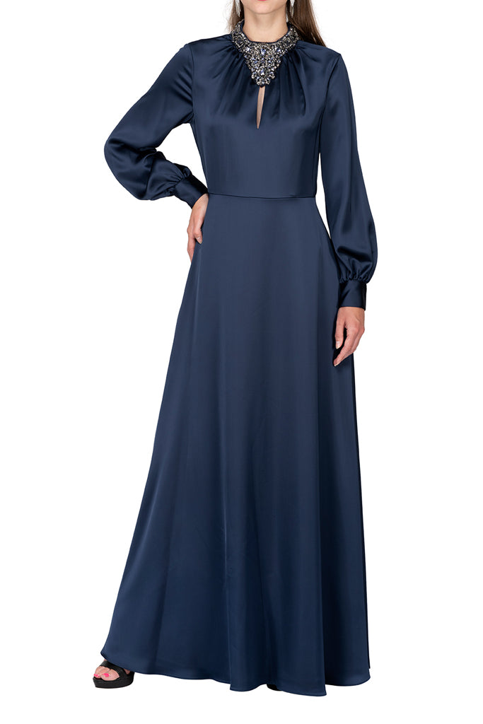 AIDAN MATTOX-TWILIGHT BEADED MOCKNECK SATIN GOWN Vicky and Lucas AIDAN MATTOX-TWILIGHT BEADED MOCKNECK SATIN GOWN Vicky and Lucas