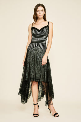 TADASHI SHOJI-PETRI HANDKERCHIED JACQUARD DRESS