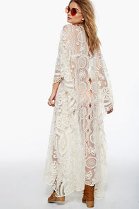 Charlie Charlie Charlotte-Open Side Hollow Out Lace Dolman Maxi Dress
