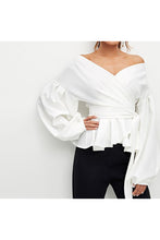 Charlie Charlie Charlotte-Puff Sleeve Off-shoulder Asymetrical Top