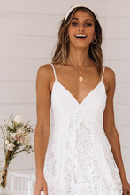 Charlie Charlie Charlotte-Spaghetti Strap V-neck Backless Lace Dress