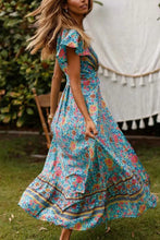 Ruffle Sleeve Waist Belted Slit Fit&Flare Dress