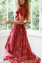 Ruffle Sleeve Waist Belted Slit Fit&Flare Dress