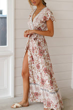 Ruffle Sleeve Waist Belted Slit Fit&Flare Dress