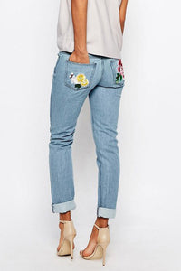 Embroidered Denim Jeans