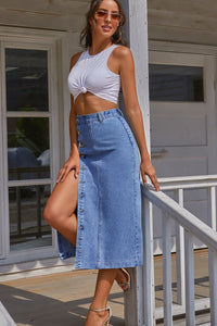 Slit Denim Skirt