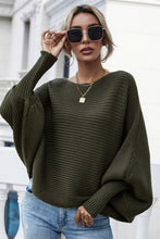 Batwing Sleeve Boat Neck Loose Sweater