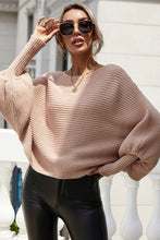 Batwing Sleeve Boat Neck Loose Sweater