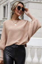 Batwing Sleeve Boat Neck Loose Sweater