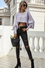 Batwing Sleeve Boat Neck Loose Sweater