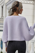 Batwing Sleeve Boat Neck Loose Sweater