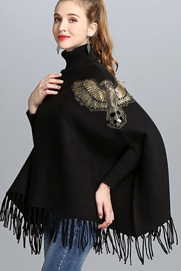 Battwing Sleeve Tassel Sweater