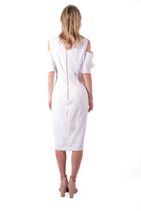 CALVIN KLEIN-SOLID SHEATH DRESS WITH FLAP SLEEVES