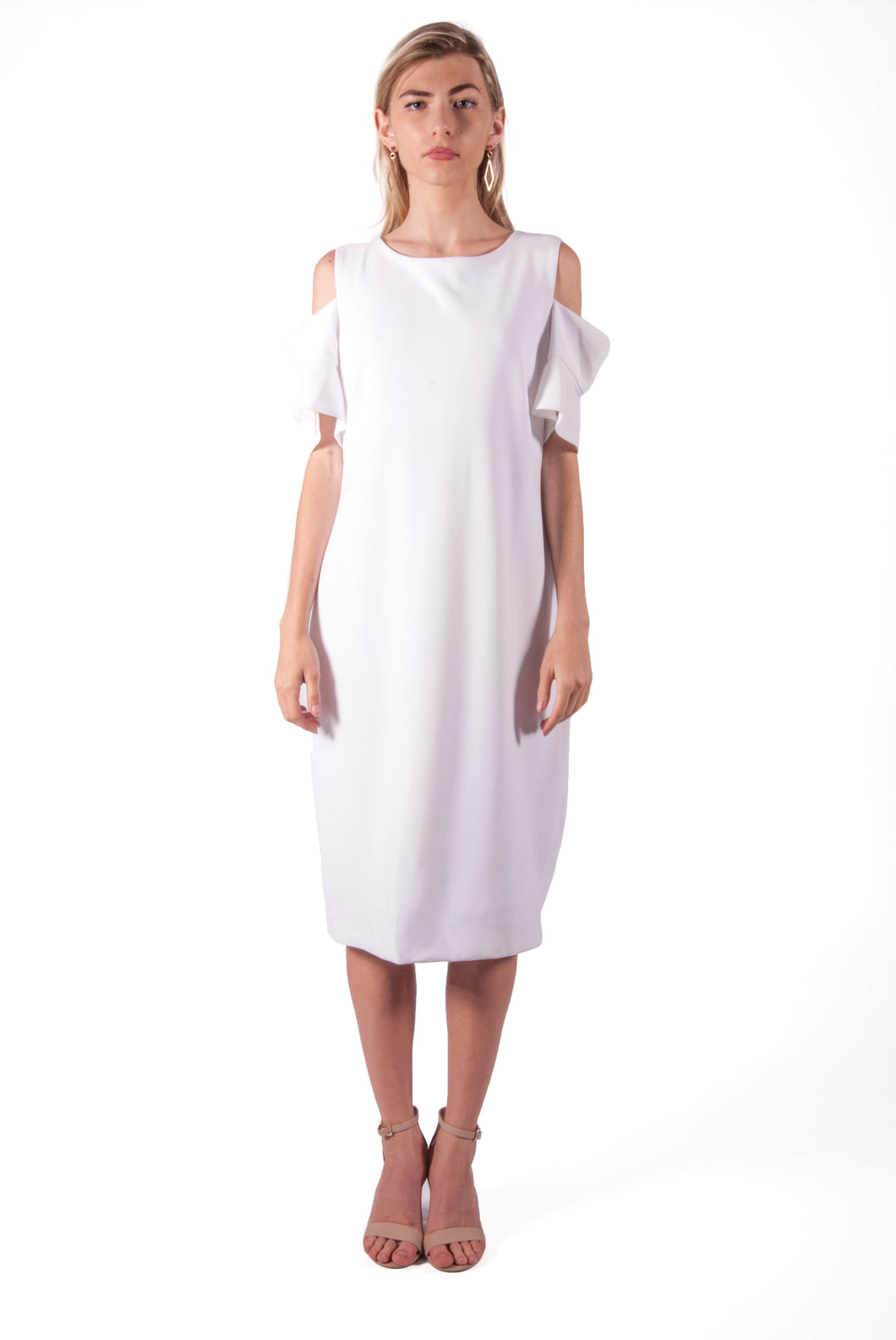 CALVIN KLEIN-SOLID SHEATH DRESS WITH FLAP SLEEVES