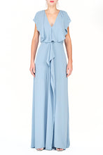 BCBG Maxazria - Cap Sleeve V-neck Ruffle Accent Long Dress