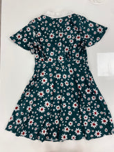 Shirt Collar Vintage Style Short Sleeve Floral Printed Dress