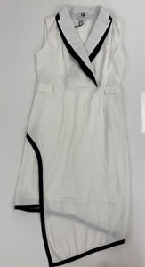 Sleeveless Blazer Collar White Dress