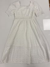 Short Sleeve White Embroidered Vintage Midi Dress