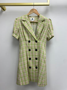 Blazer Checkered Green Belted Dress