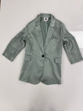 Shiny Silk Feel Green Blazer with Silver Stripes