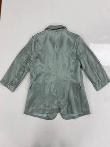Shiny Silk Feel Green Blazer with Silver Stripes