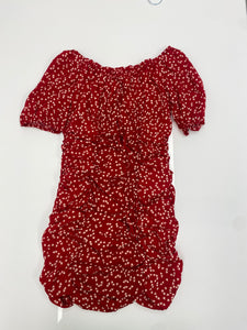 Draw String Of- the-Shoulder Ruffled Mini Dress