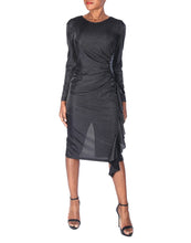 TWO PEARS-Long Sleeve Side Draped Dress