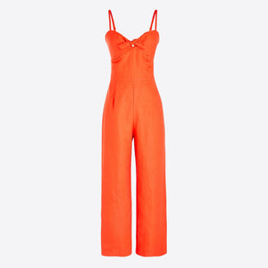 J CREW-TIE-FRONT JUMPSUIT IN LINEN-COTTON