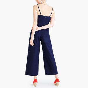 J CREW-TIE-FRONT JUMPSUIT IN LINEN-COTTON
