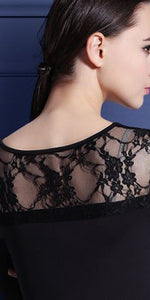 Long Sleeve lace Mini Dress in Black