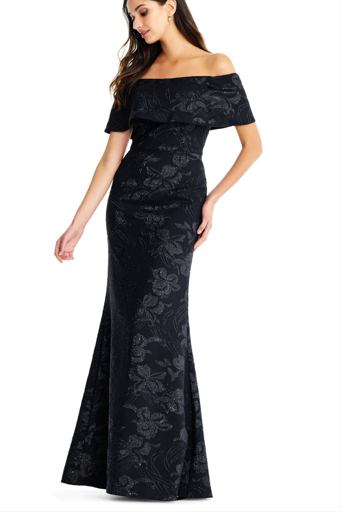 AIDAN MATTOX-BLACK OFF THE SHOULDER LONG DRESS Vicky and Lucas AIDAN MATTOX-BLACK OFF THE SHOULDER LONG DRESS Vicky and Lucas
