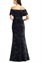 AIDAN MATTOX-BLACK OFF THE SHOULDER LONG DRESS