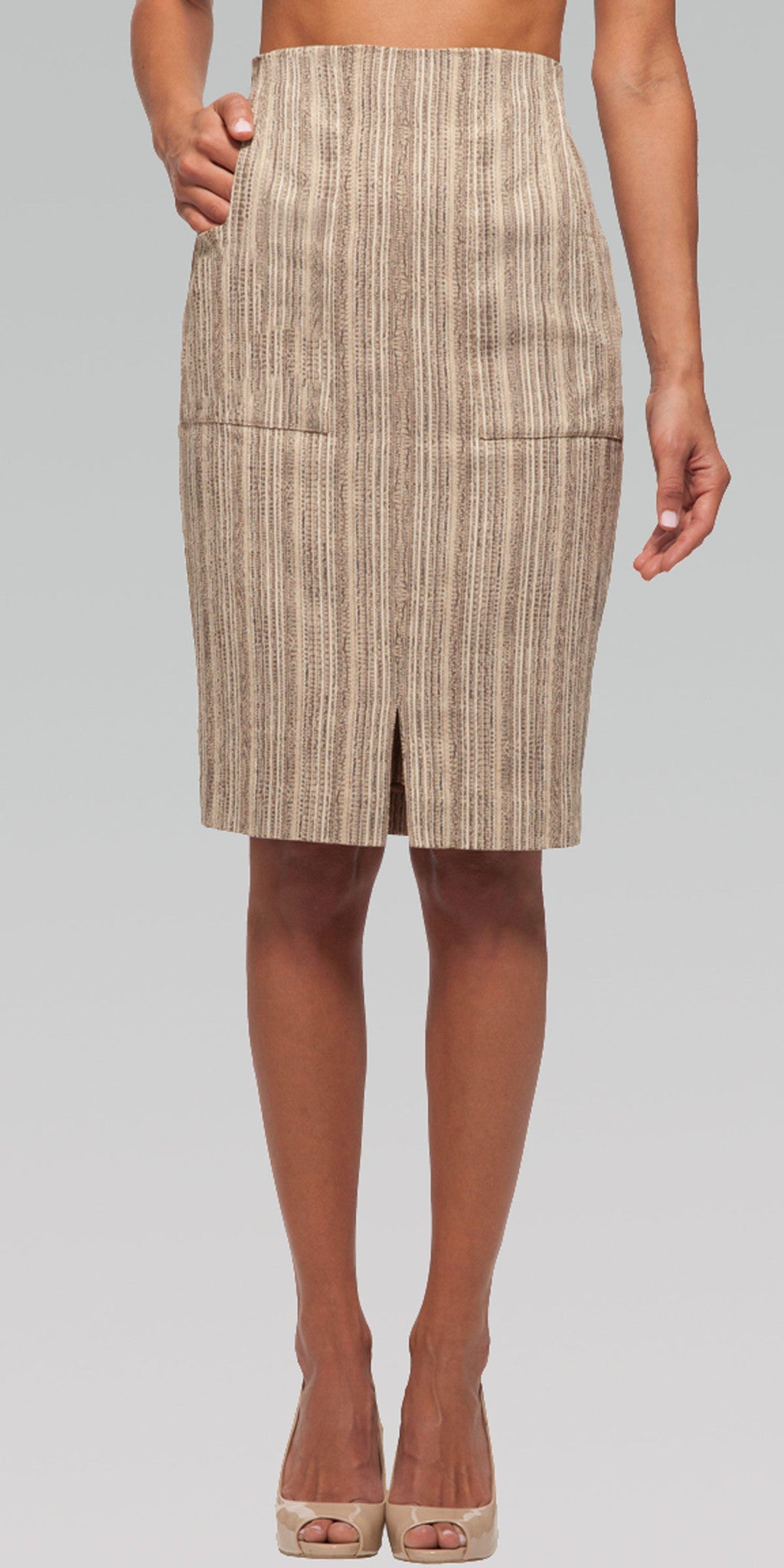 High Waisted Classic Skirt - Wood Grain