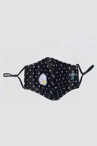 Cotton Cloth Fashion Masks Washable and Reusable Protective Non-Medical Face Coverings Dots Design Black 2-pack