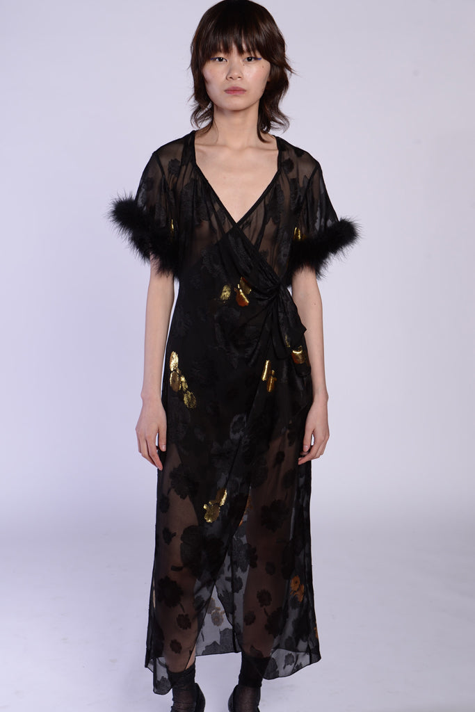 Anna Sui -  Midnight Shadows Floral Jacquard Dress