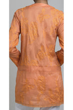 Floral Embroidered Cotton Shirting Drawstring Shirt - Rust