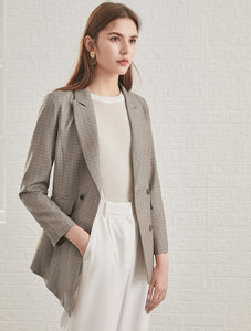 SCANDINAVIA-Plaid Belted Blazer