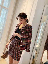 SCANDINAVIA-Long Sleeve Coat and Sort Skirt Two-piece Tweed Set