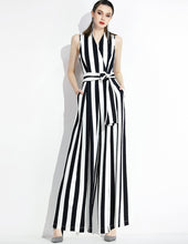 SCANDINAVIA-Sleeveless Stripe Wide Leg Jumpsuit