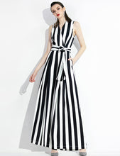 SCANDINAVIA-Sleeveless Stripe Wide Leg Jumpsuit