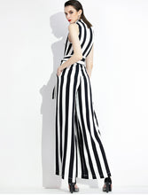 SCANDINAVIA-Sleeveless Stripe Wide Leg Jumpsuit