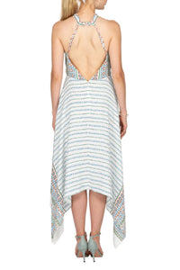 BCBG Maxazria - Spaghetti Strap Halter Backless Asymmetrical Dress