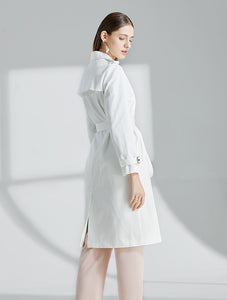 TWO PEARS-Double Breasted White Trench Coat